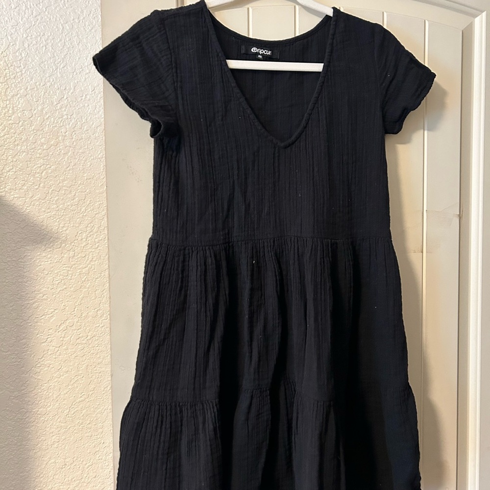 Black V-Neck Tiered Dress